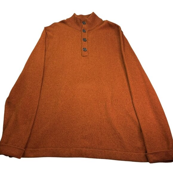 Banana Republic Mens Rust Orange Henley Sweater Luxury Blend Size XL - Picture 1 of 8